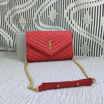 YSL Envelope Chain Bag Caviar Leather Red 23cm [YSL2017-1665] - $226.50 ...