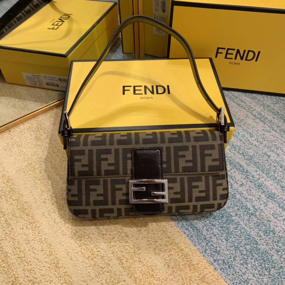 Fendi Small Hobo Bag Brown Canvas With Silver Hardware - $174.00 ...