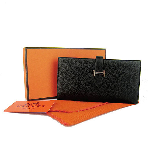 Hermes calf leather Wallet H005 black [Hermes-710] - $132.50 ...